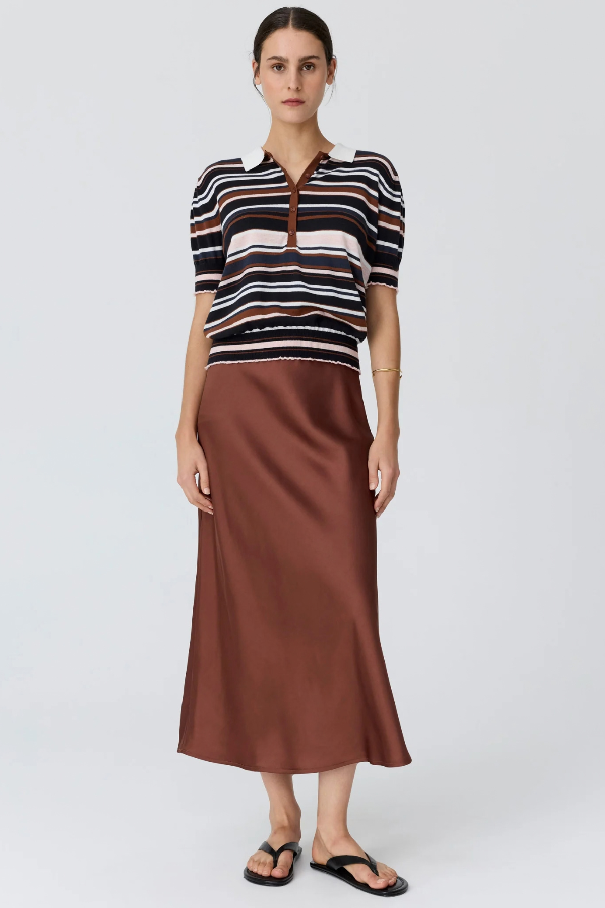 DAHLIA KNIT POLO MULTISTRIPE