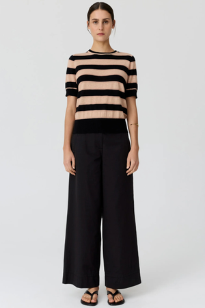 DARCEY STRIPE KNIT TEE BLACK/PINK/PINK