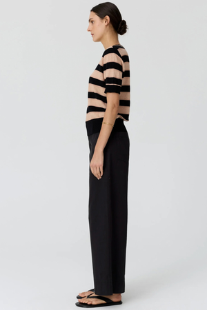 DARCEY STRIPE KNIT TEE BLACK/PINK/PINK