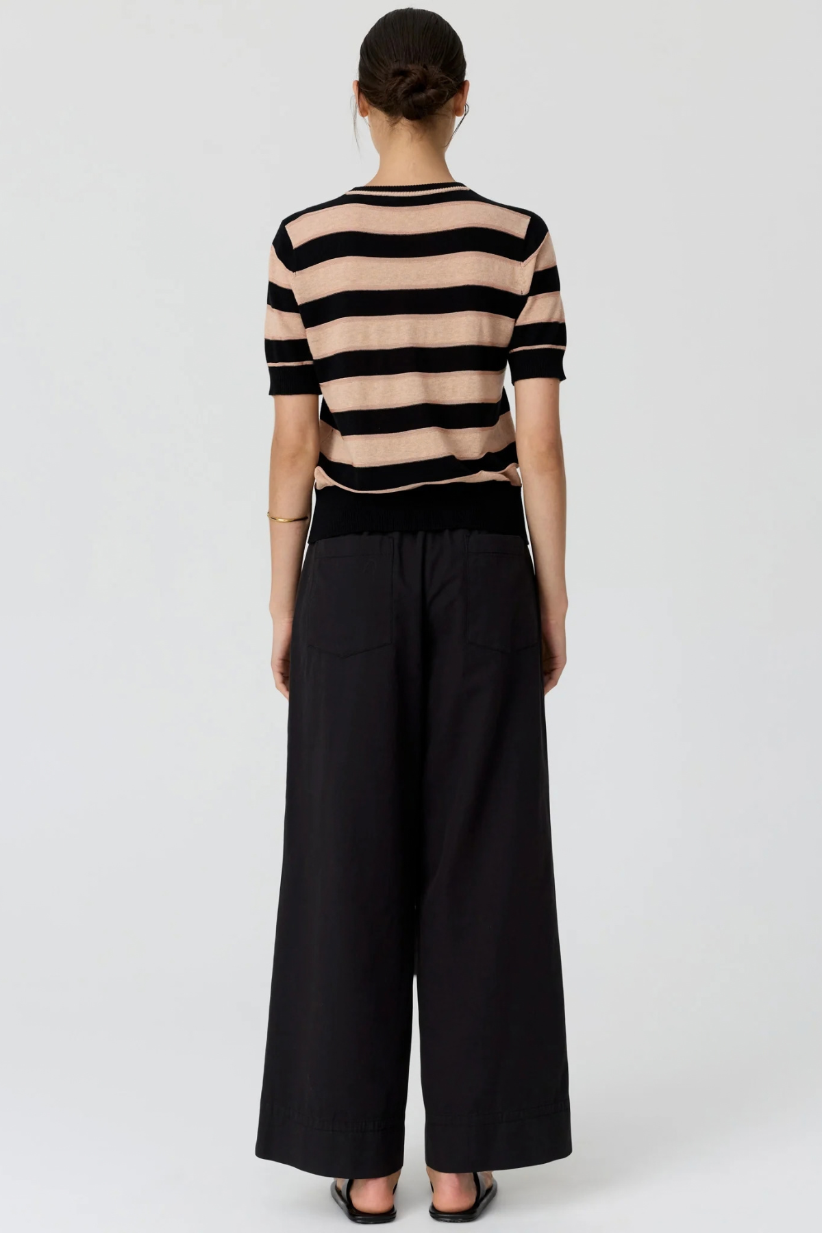DARCEY STRIPE KNIT TEE BLACK/PINK/PINK