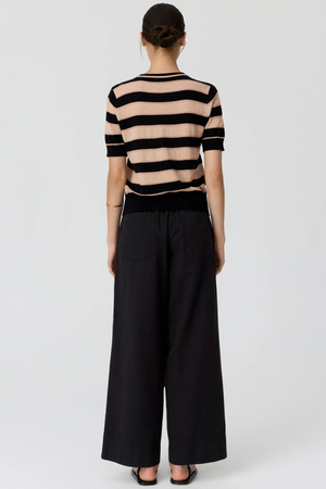DARCEY STRIPE KNIT TEE BLACK/PINK/PINK