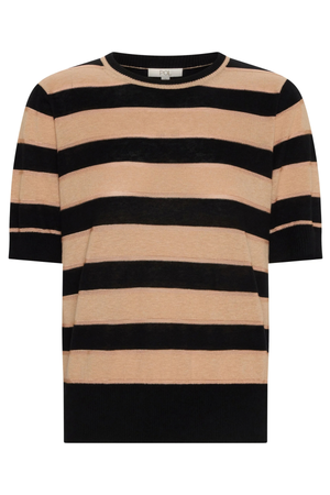 DARCEY STRIPE KNIT TEE BLACK/PINK/PINK