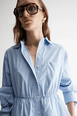 POPPY DRESS BLUE STRIPE