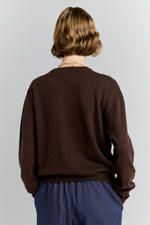 POSY CASHMERE CARDIGAN CHOCOLATE