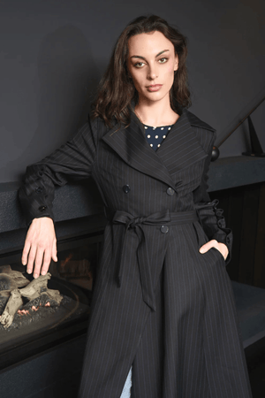 PURE FORM COAT NAVY PINSTRIPE
