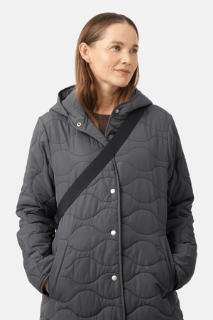 LONG QUILT COAT ASPHALT