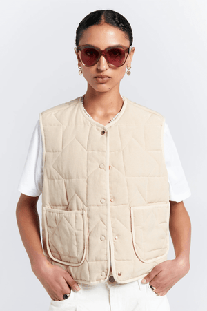 QUILTED DRIFT VEST NATURAL