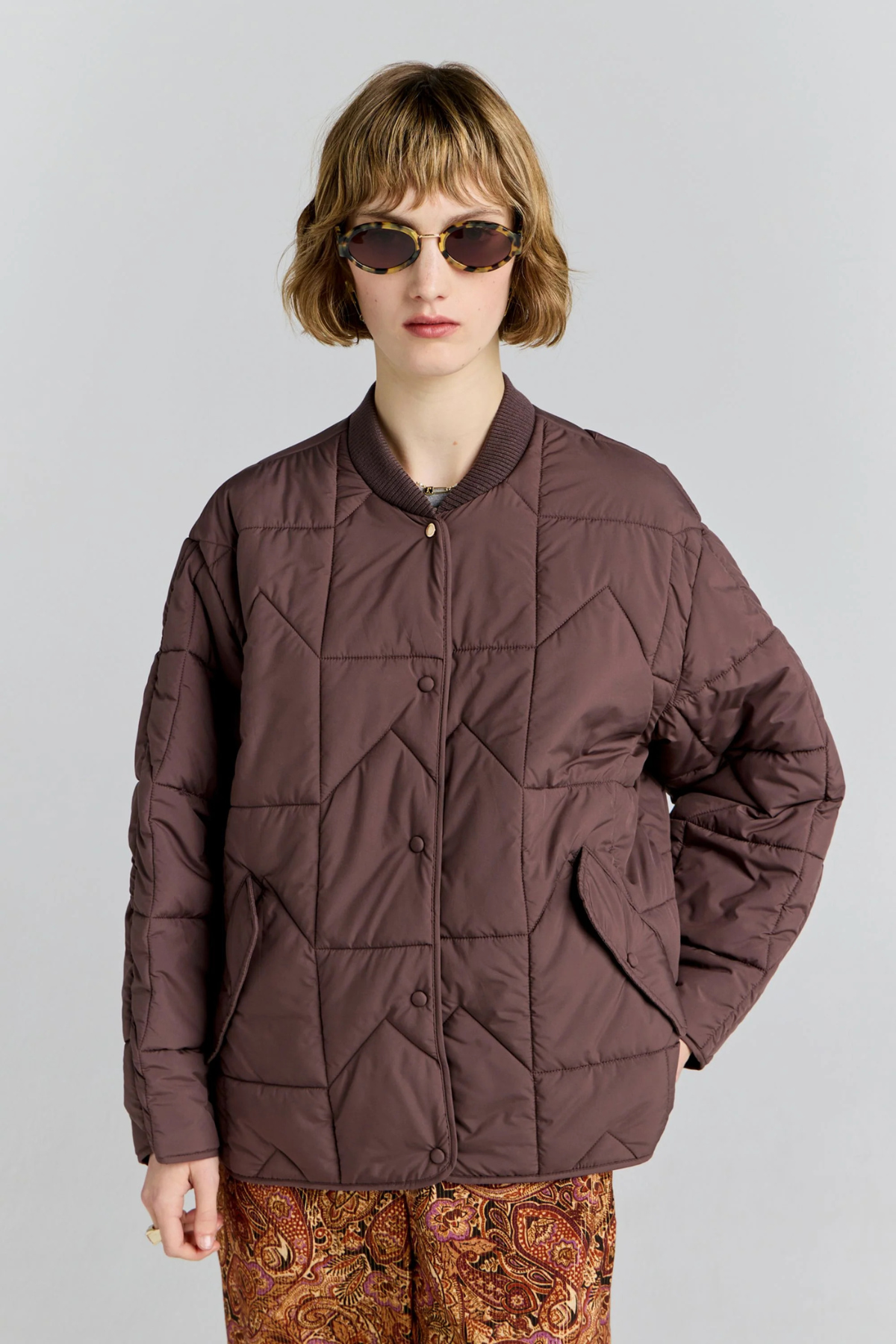 QUILTED MONOGRAM JACKET CHOCOLATE