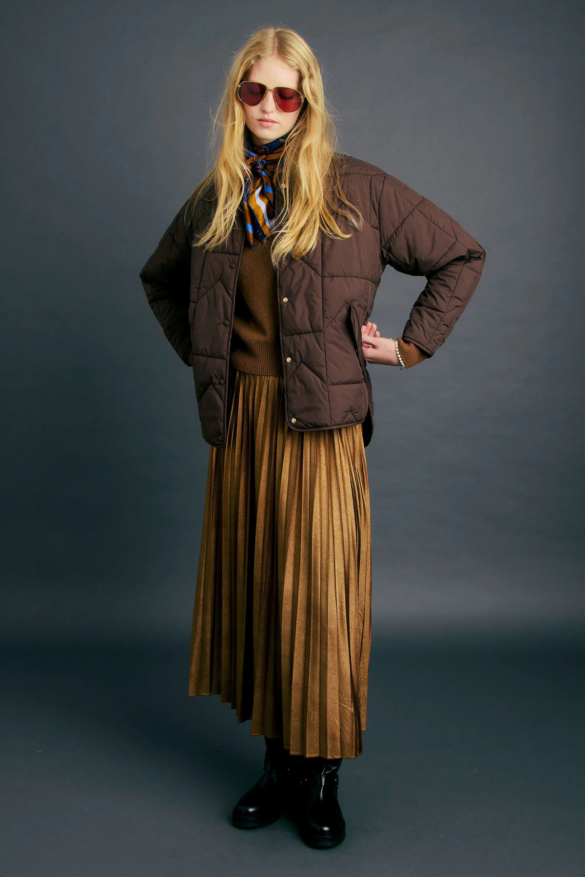 QUILTED MONOGRAM JACKET CHOCOLATE