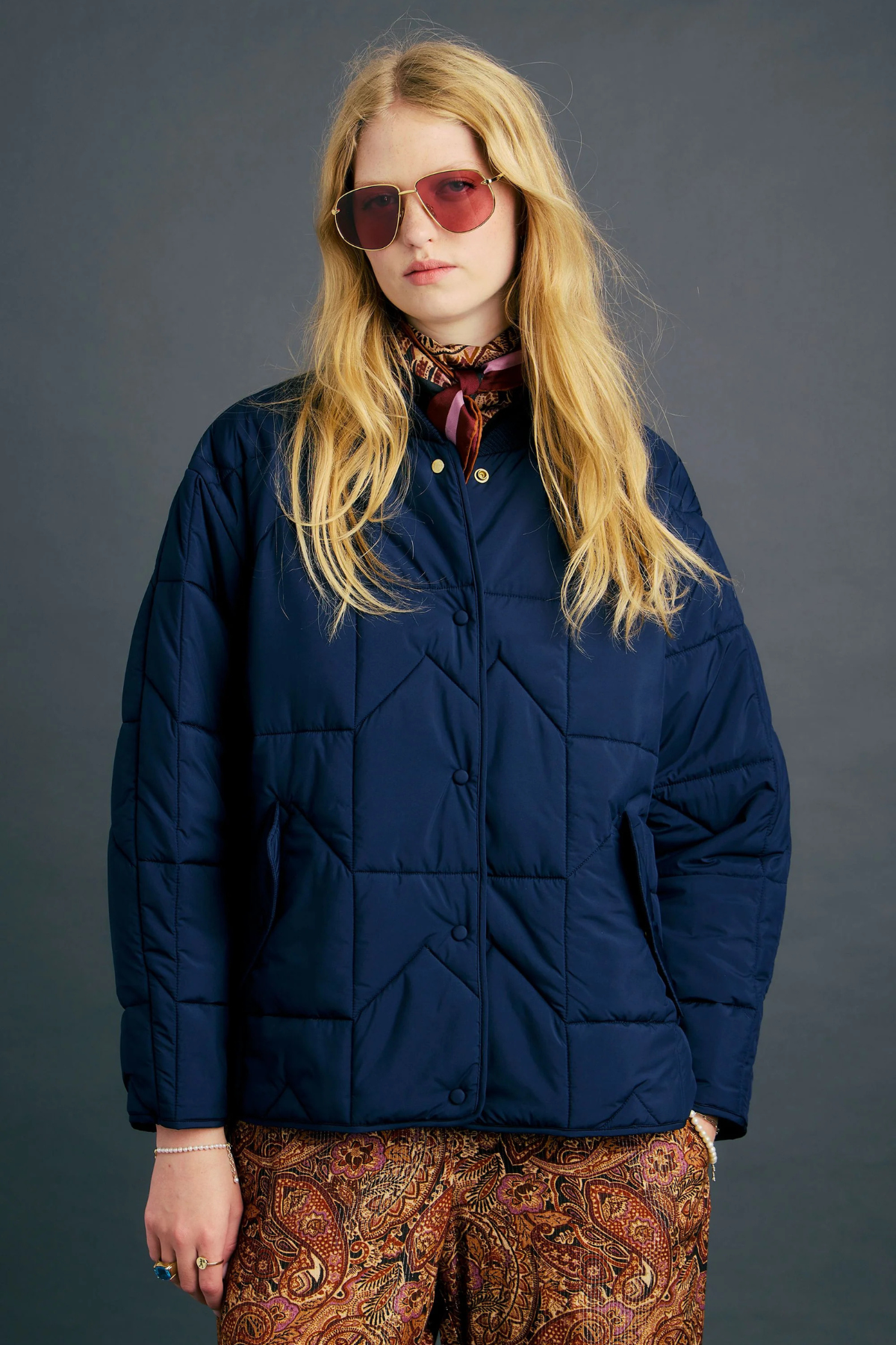 QUILTED MONOGRAM JACKET NAVY