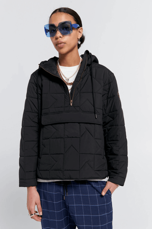 QUILTED ROVER PULLOVER BLACK