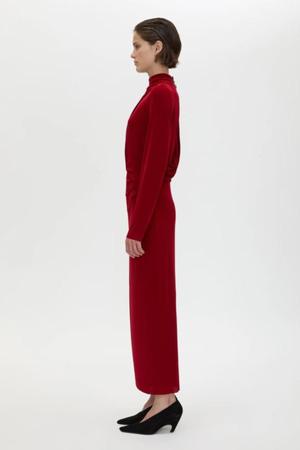 RAVINE DRAPED SLEEVE DRESS CHERRY