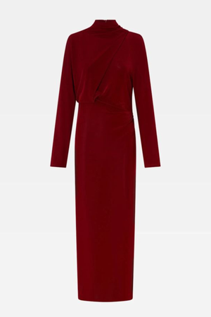 RAVINE DRAPED SLEEVE DRESS CHERRY