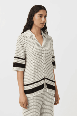 REEF KNIT BOYFRIEND SHIRT CREAM/BLACK