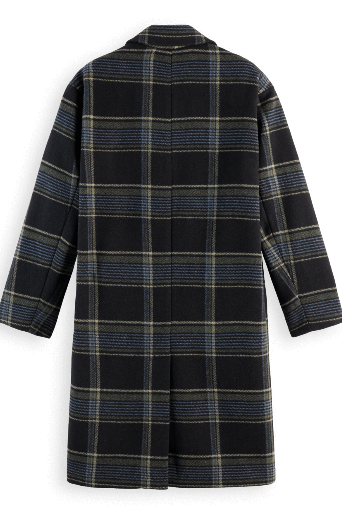 RELAXED SINGLE BREASTED WOOL COAT METEORITE CHECK