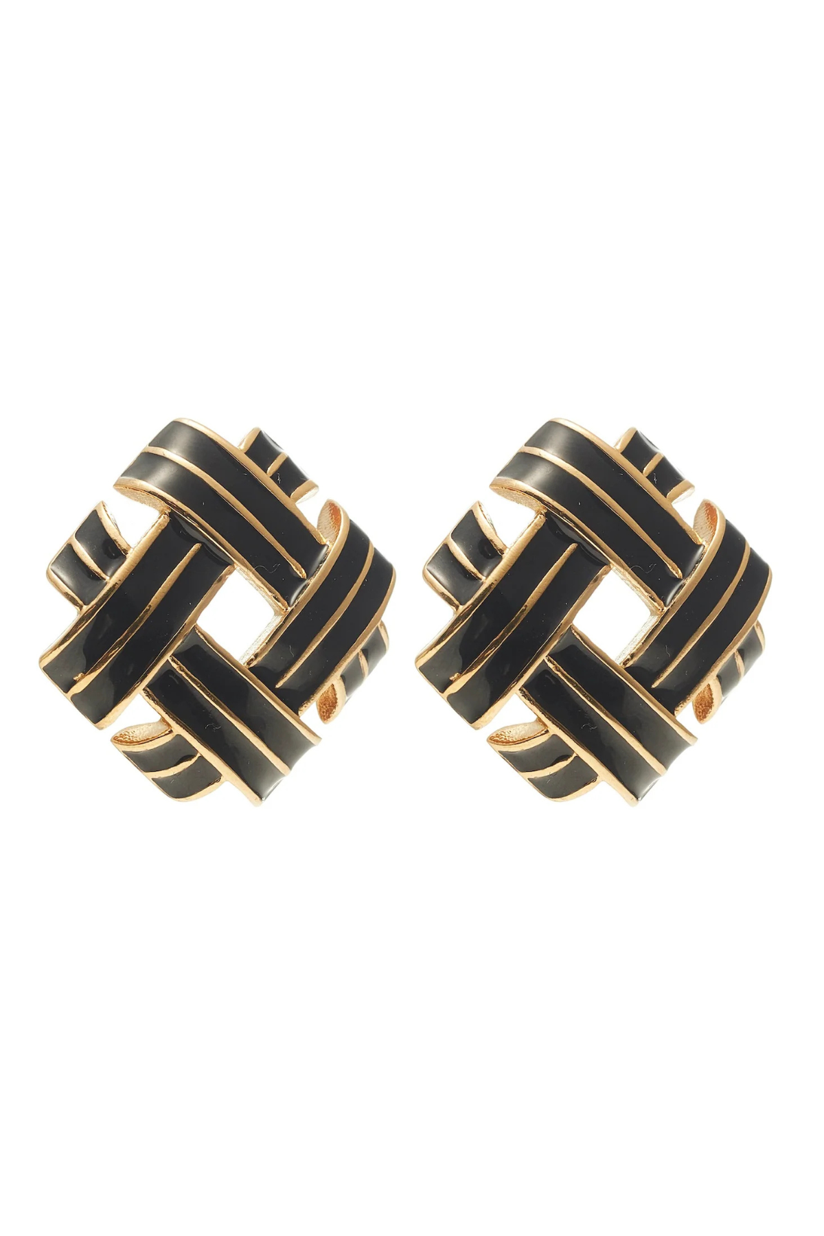 RELIQUE EARRINGS GOLD/BLACK ENAMEL