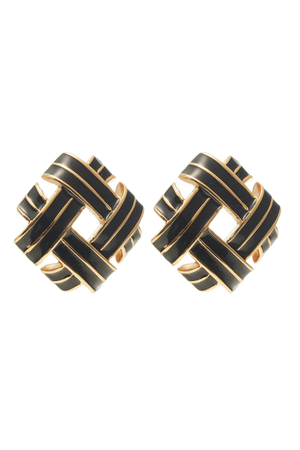 RELIQUE EARRINGS GOLD/BLACK ENAMEL