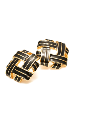 RELIQUE EARRINGS GOLD/BLACK ENAMEL