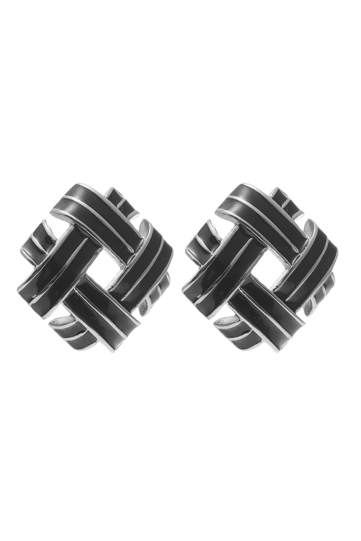 RELIQUE EARRINGS SILVER/BLACK ENAMEL