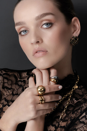 RELIQUE EARRINGS SILVER/BLACK ENAMEL