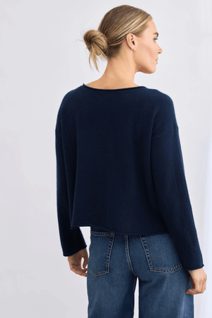 REVERSIBLE BUTTON CARDI FRENCH NAVY