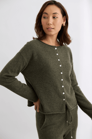 REVERSIBLE BUTTON CARDI MILITARY