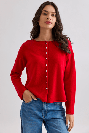 REVERSIBLE BUTTON CARDI POPPY