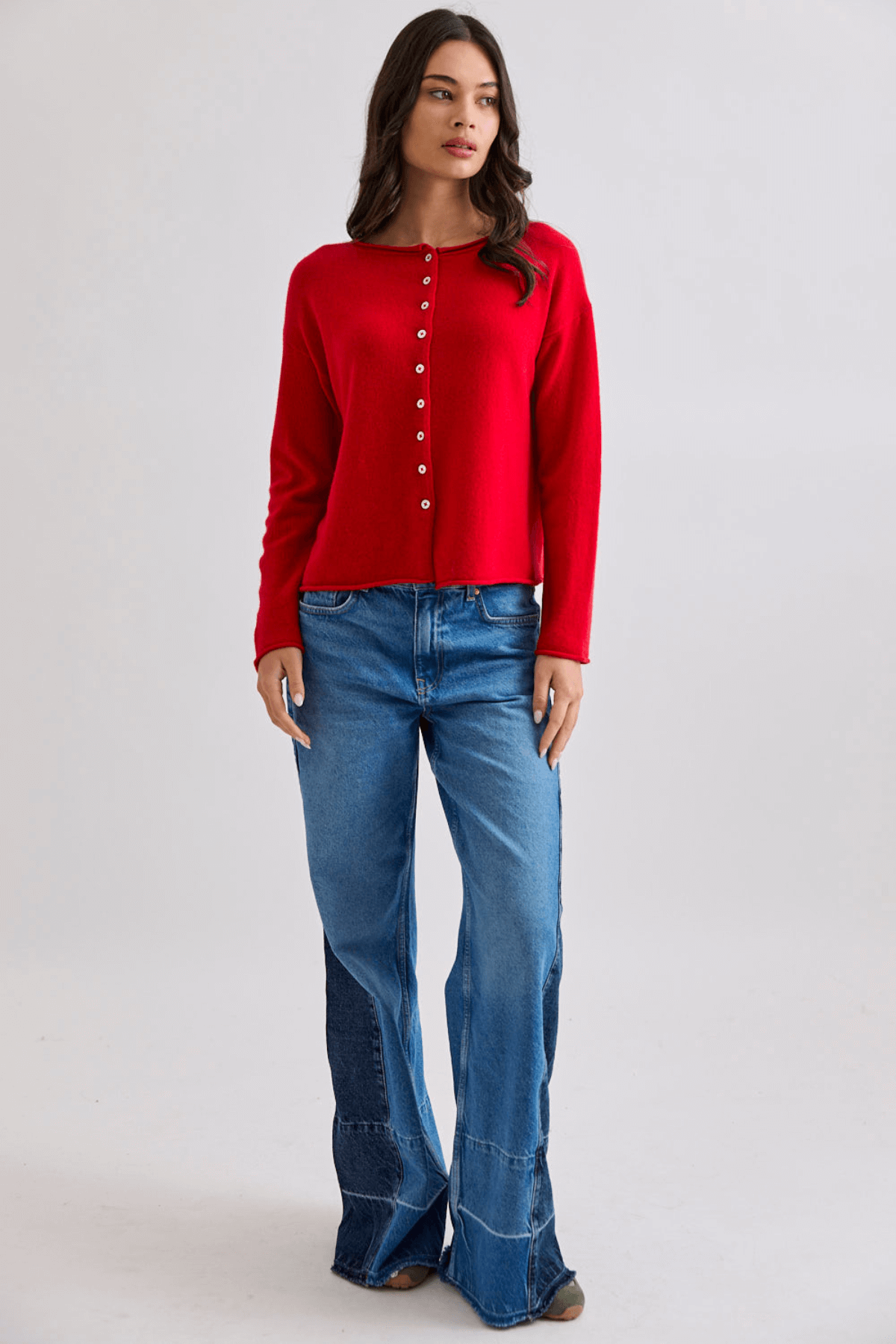 REVERSIBLE BUTTON CARDI POPPY