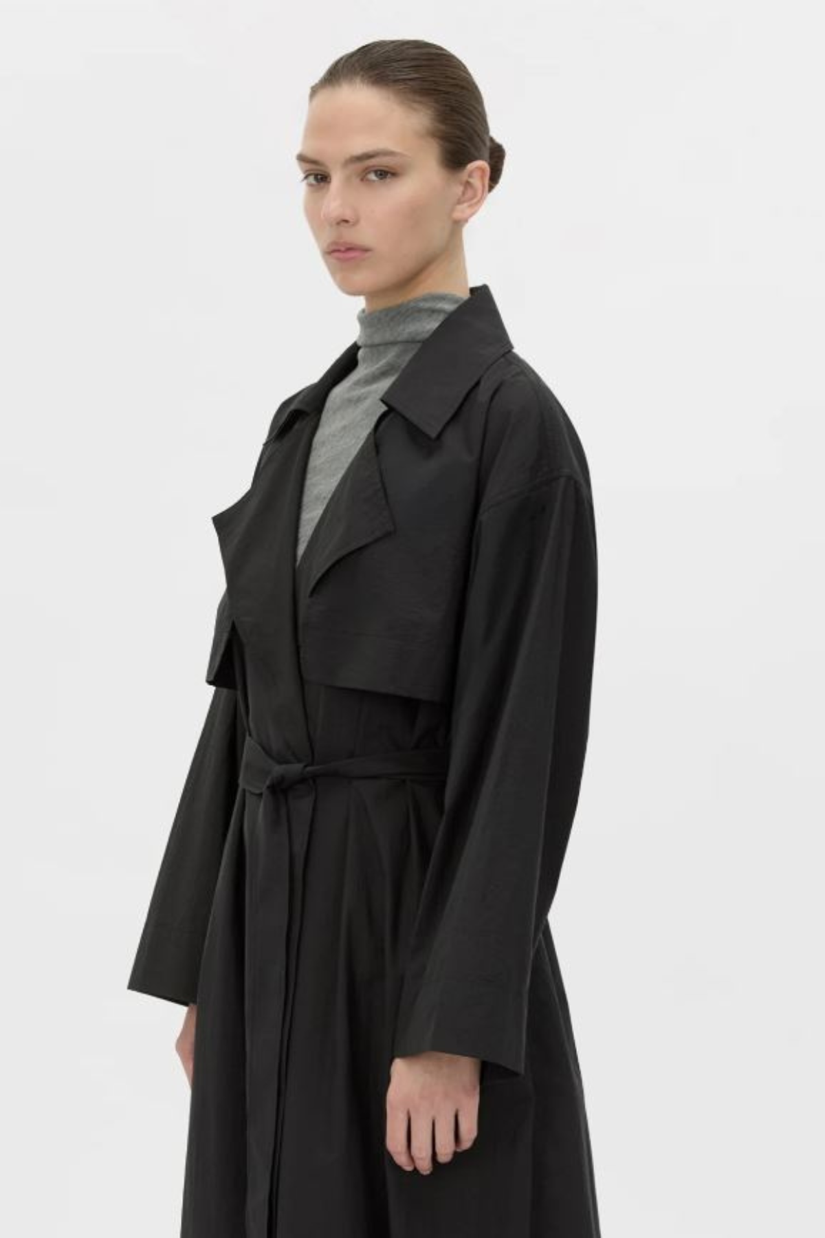 RHIA SHEER FULL LENGTH TRENCH BLACK