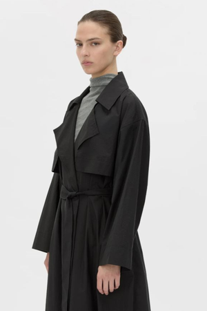 RHIA SHEER FULL LENGTH TRENCH BLACK