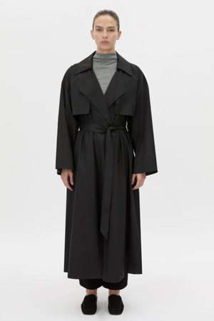 RHIA SHEER FULL LENGTH TRENCH BLACK