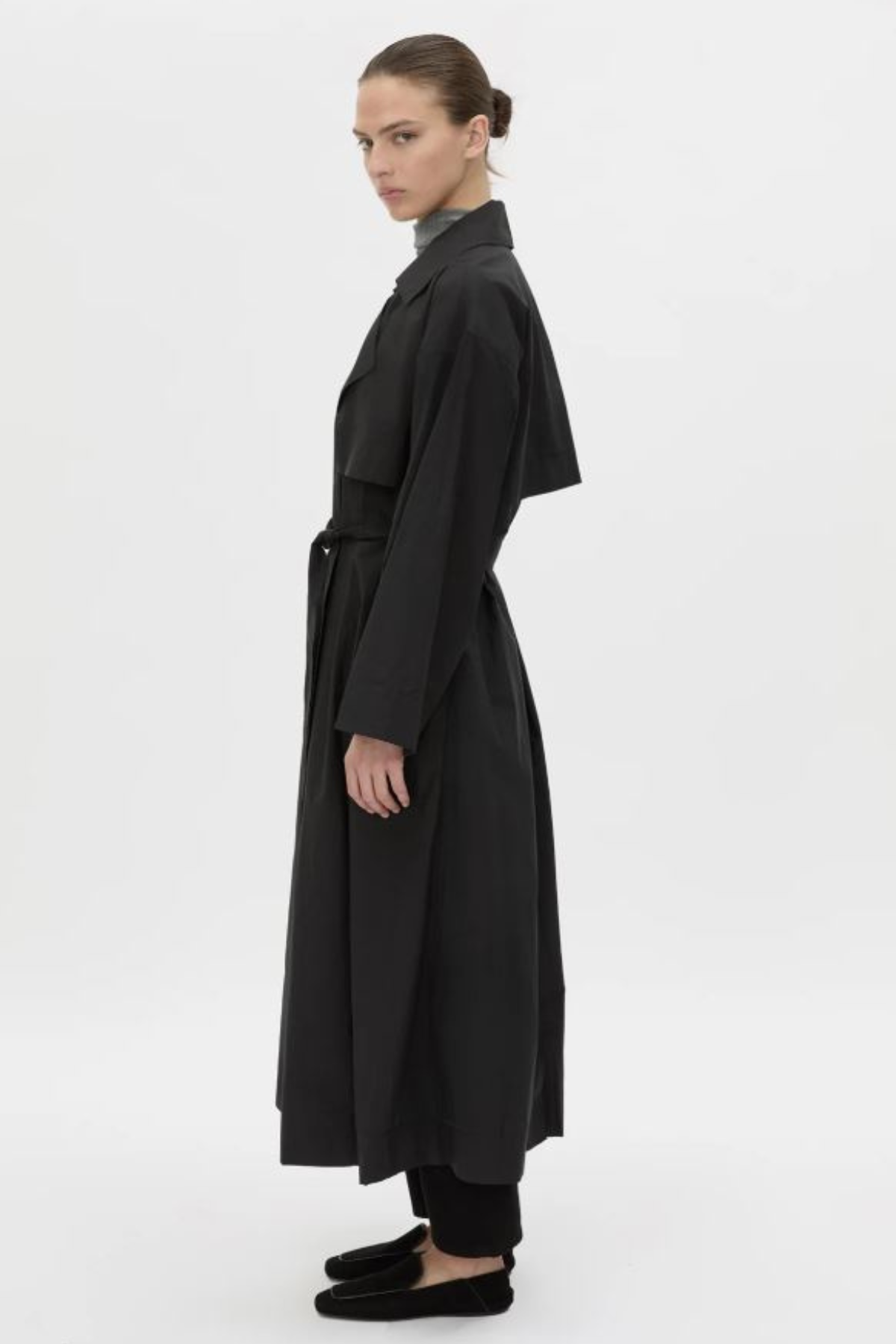 RHIA SHEER FULL LENGTH TRENCH BLACK