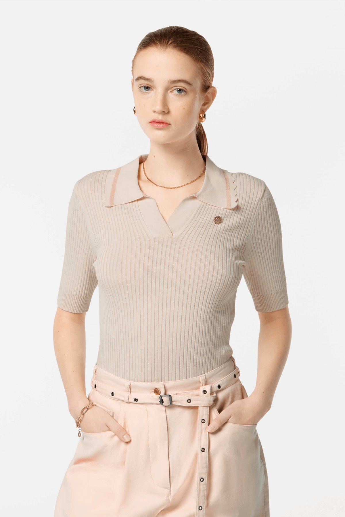 RIB POLO NECK PULLOVER SOFT ICE
