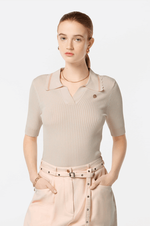 RIB POLO NECK PULLOVER SOFT ICE