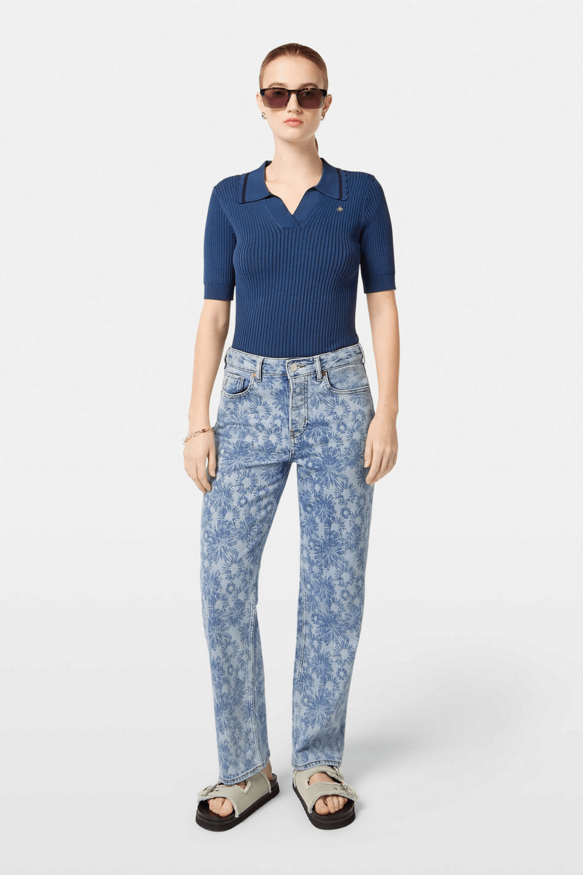 RIB POLO NECK PULLOVER ATLANTIC BLUE