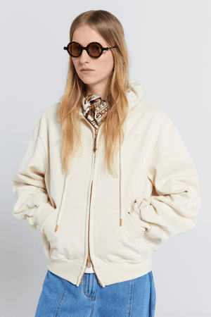 ROCKING HORSE CROPPED OVERSIZED HOODIE ECRU/MOCHA