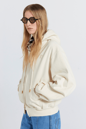ROCKING HORSE CROPPED OVERSIZED HOODIE ECRU/MOCHA