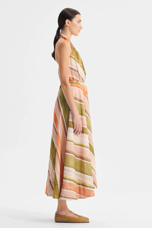 RONNI LINEN HALTER DRESS PRINT