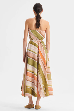 RONNI LINEN HALTER DRESS PRINT