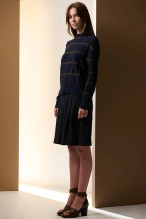 SABLE FUNNEL NECK KNIT INK/CHOC