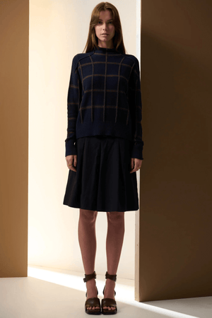 SABLE FUNNEL NECK KNIT INK/CHOC