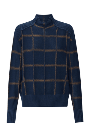 SABLE FUNNEL NECK KNIT INK/CHOC