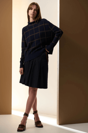 SABLE FUNNEL NECK KNIT INK/CHOC