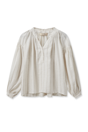 SAFI STRIPED LINEN SHIRT ECRU