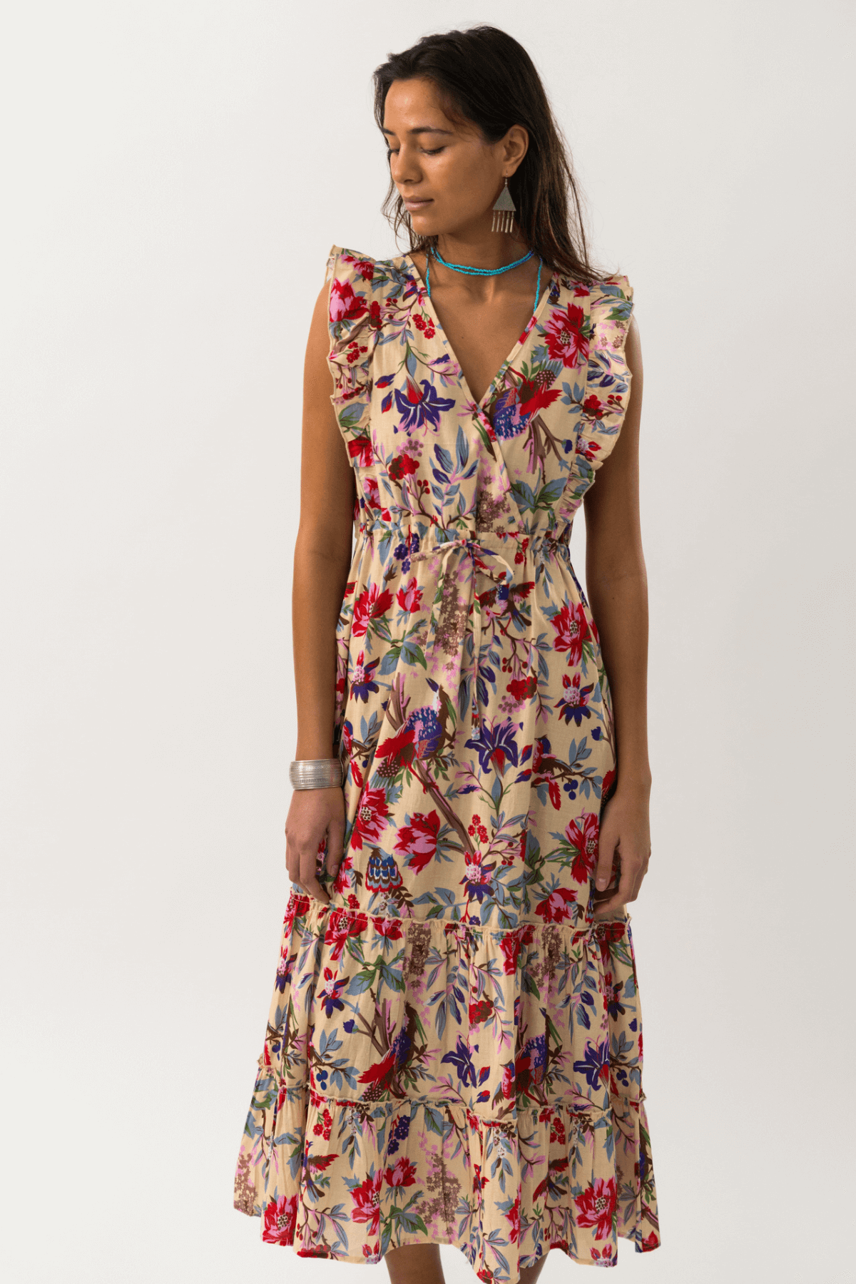 SAMO MIDI DRESS FOWER PRINT
