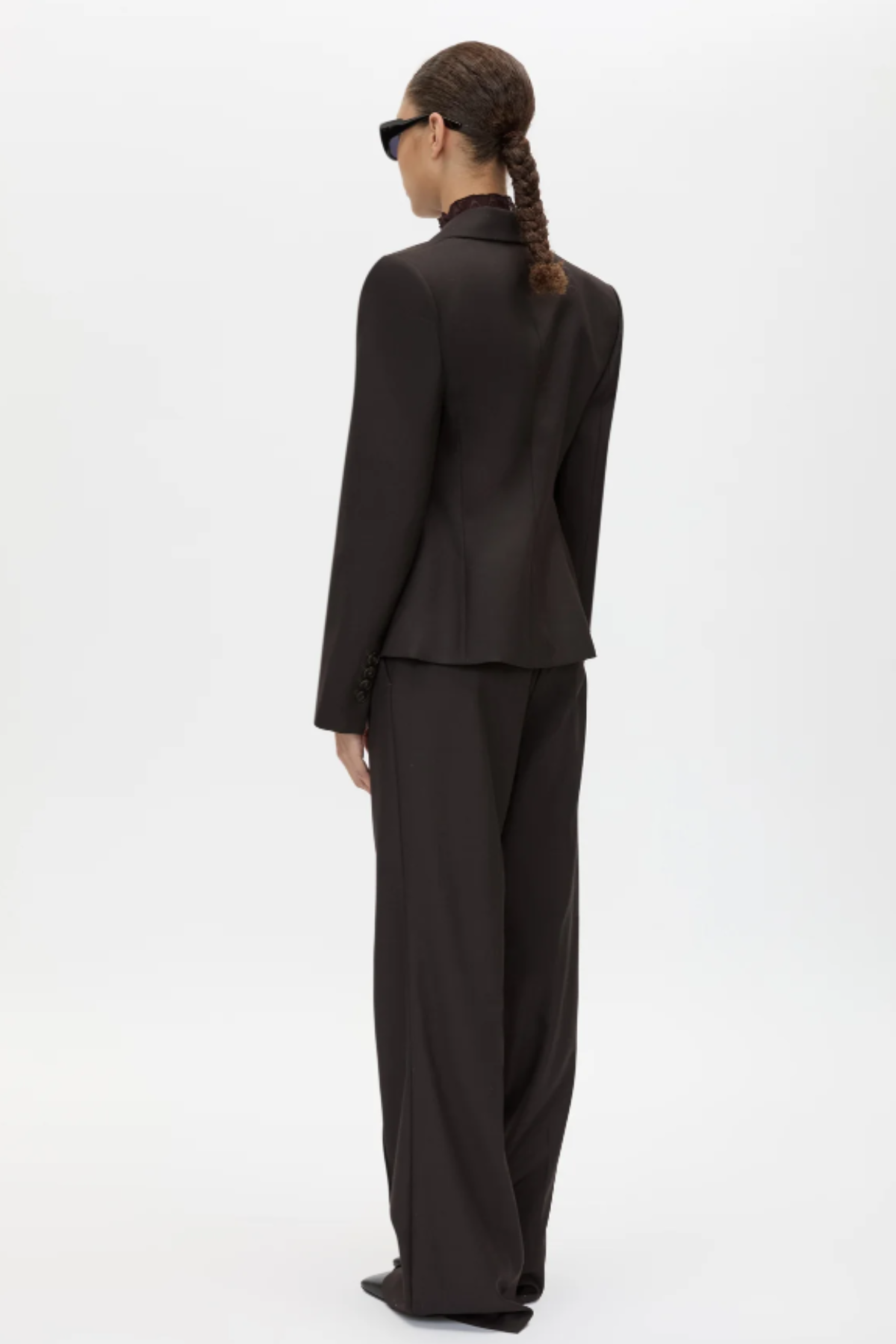 SAXONY FITTED CROPPED BLAZER ESPRESSO PINDOT