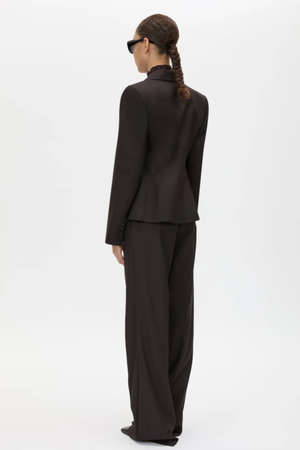 SAXONY FITTED CROPPED BLAZER ESPRESSO PINDOT