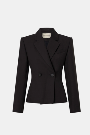 SAXONY FITTED CROPPED BLAZER ESPRESSO PINDOT