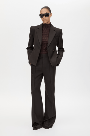 SAXONY HIGH WAISTED PINTUCK PANT ESPRESSO PINDOT