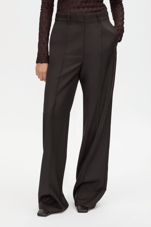 SAXONY HIGH WAISTED PINTUCK PANT ESPRESSO PINDOT
